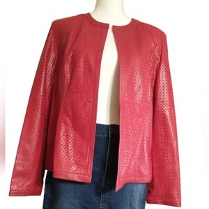 Julianne Collezione Perforated Leather Vintage Red Jacket